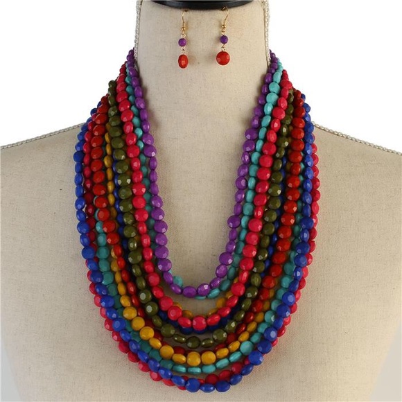 BEADS MULTILAYEREDS NECKLACE SET - Picture 1 of 3